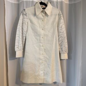 Vintage 60s Ruth of Carolina Lace Sleeve Mod Mini Dress